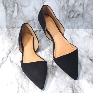 HALOGEN Women's Black & Beige‎ Slip-On Pointy Toe Flat Suede Loafers Size 7M